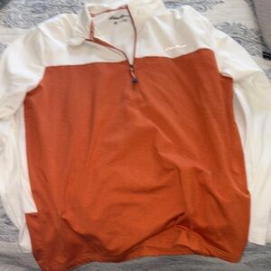 Eddie Bauer Rust and White Half-Zip Pullover